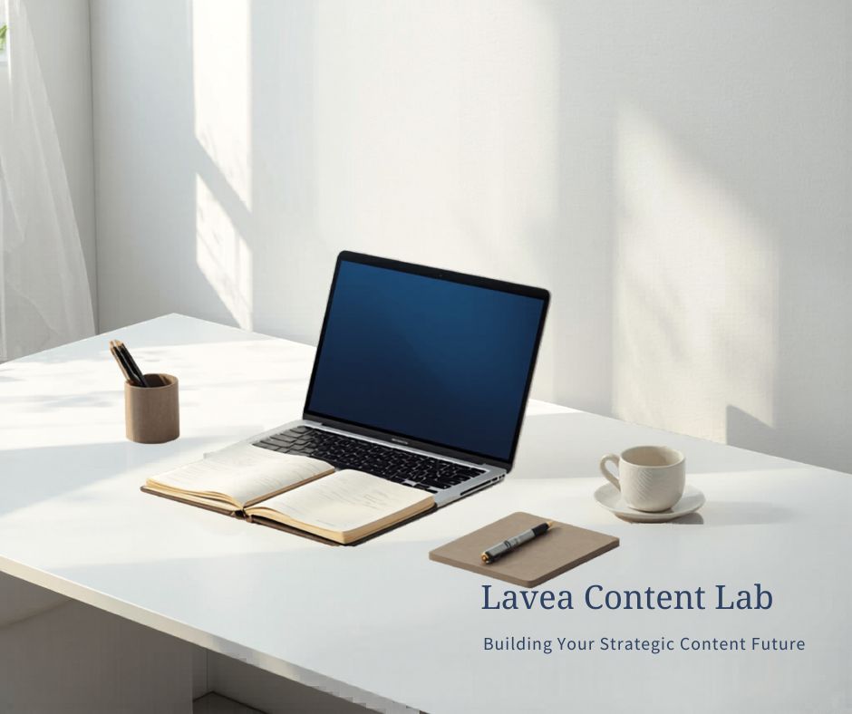Clean professional workspace representing a strategic content distribution system for founder-led real estate brands